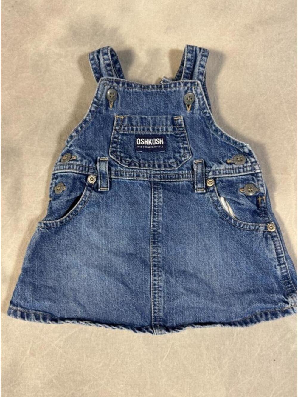 Vintage 90s OshKosh B’gosh Baby Denim Overall Jumper Dress Medium